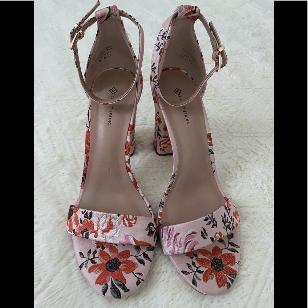 New Call It Spring Vegan Floral Block Heel   Sandals.